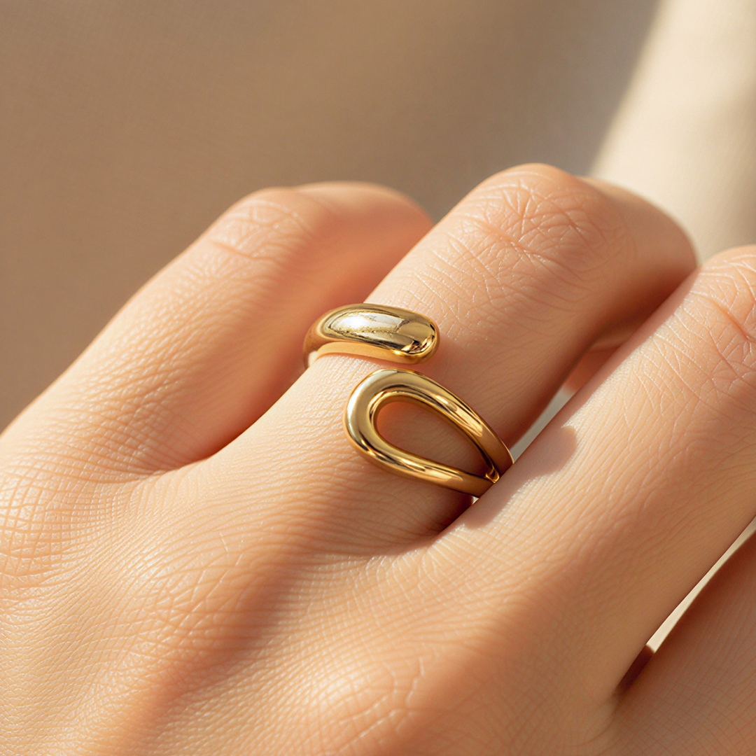Golden Loop Statement Ring - Image 2